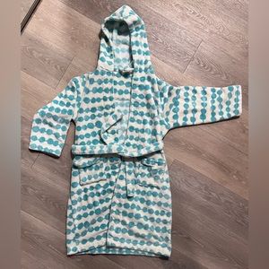 Tucker + Tate polka dot hooded belted bathrobe teal size Medium 8/10